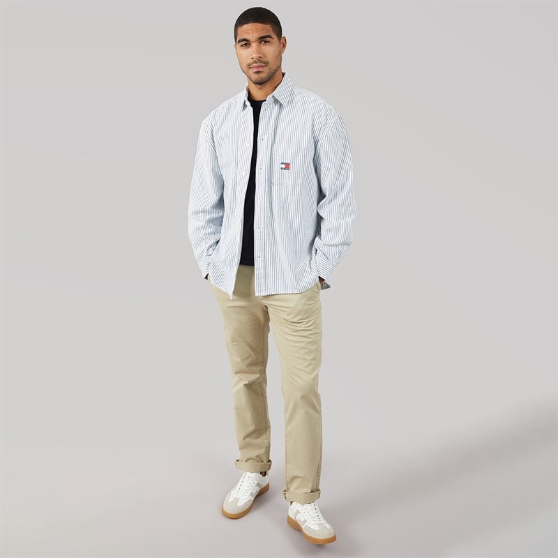 Tommy Jeans Mens Oversized Stripe Oxford Shirt Providence Blue - Image 4