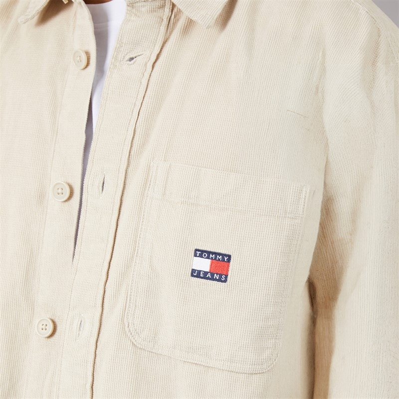 Tommy Jeans Mens Brick Cord Overshirt Classic Beige - Image 5