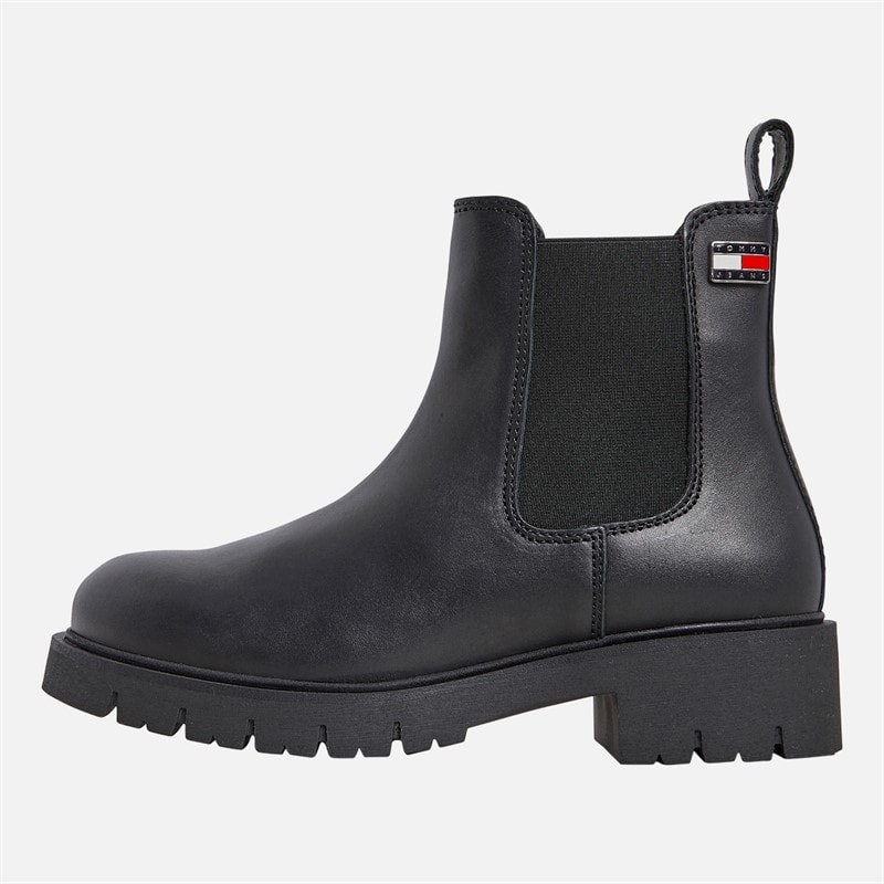 Tommy Jeans Womens Cleated Chelsea Boots Black