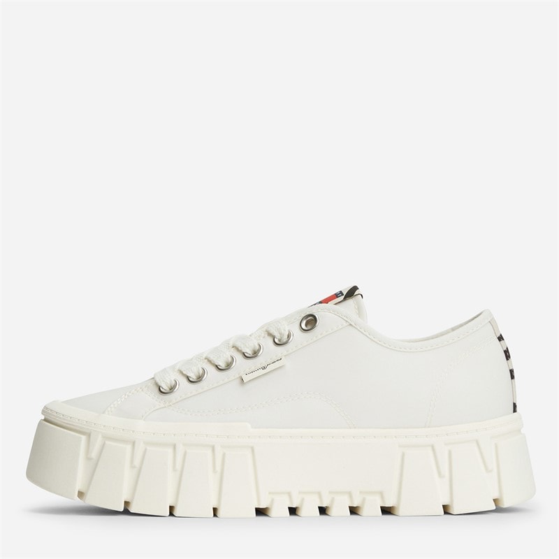 Tommy Jeans Womens Platform Cleated Trainers Ivory