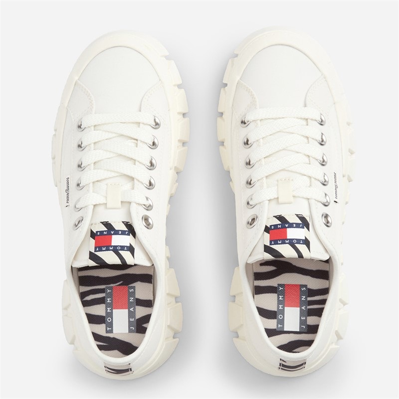 Tommy Jeans Womens Platform Cleated Trainers Ivory - Image 4