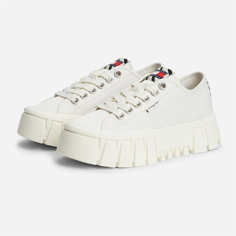 Tommy Jeans Womens Platform Cleated Trainers Ivory - Image 5