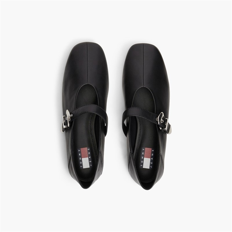 Tommy Jeans Womens Nappa Leather Ballerinas Black - Image 4
