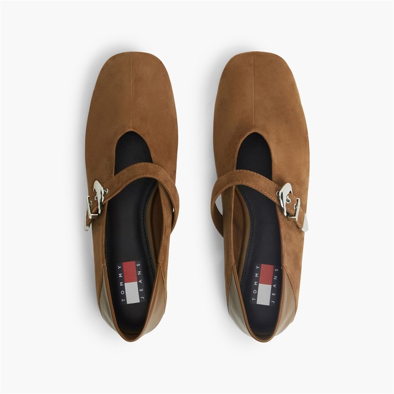 Tommy Jeans Womens Suede Ballerinas Dark Highland Khaki - Image 4