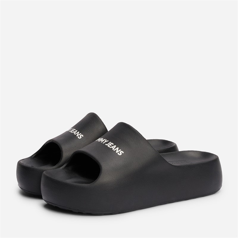 Tommy Jeans Womens Flatform Pool Sliders Black - Image 1