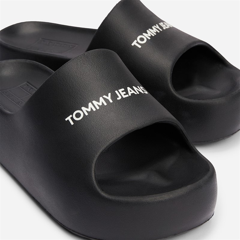 Tommy Jeans Womens Flatform Pool Sliders Black - Image 4