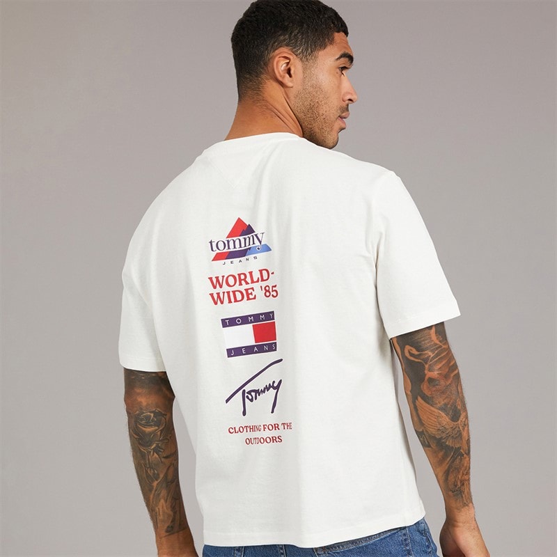Tommy Jeans Mens 90s Peaks T-Shirt Ancient White - Image 1