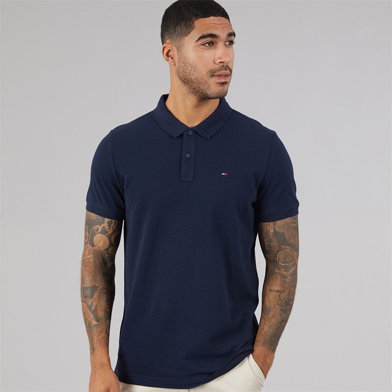 Tommy Jeans Mens Placket Polo Shirt Dark Night Navy - Image 1