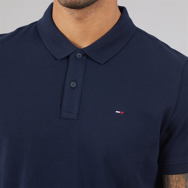 Tommy Jeans Mens Placket Polo Shirt Dark Night Navy - Image 3