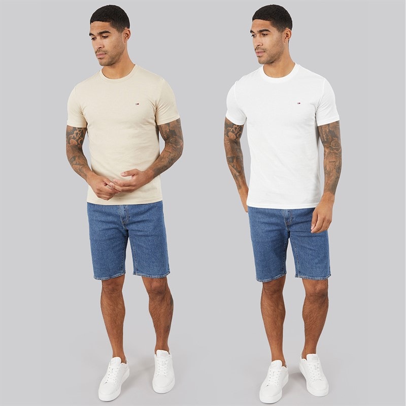 Tommy Jeans Mens Two Pack Jersey T-Shirts Ecru/White Clay - Image 3