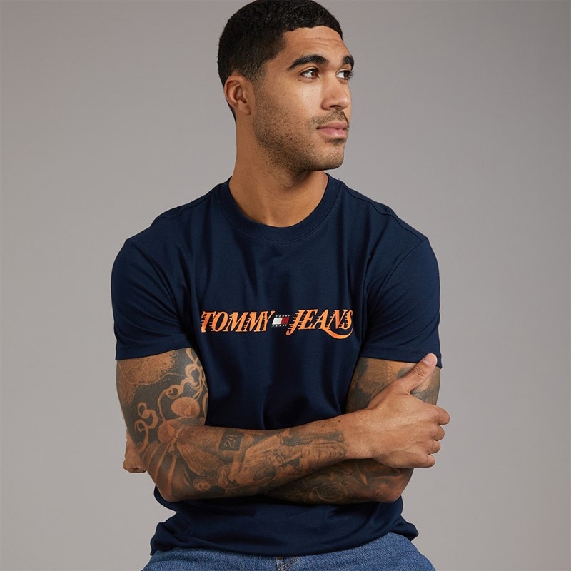 Tommy Jeans Mens Vintage LA T-Shirt Dark Night Navy - Image 3