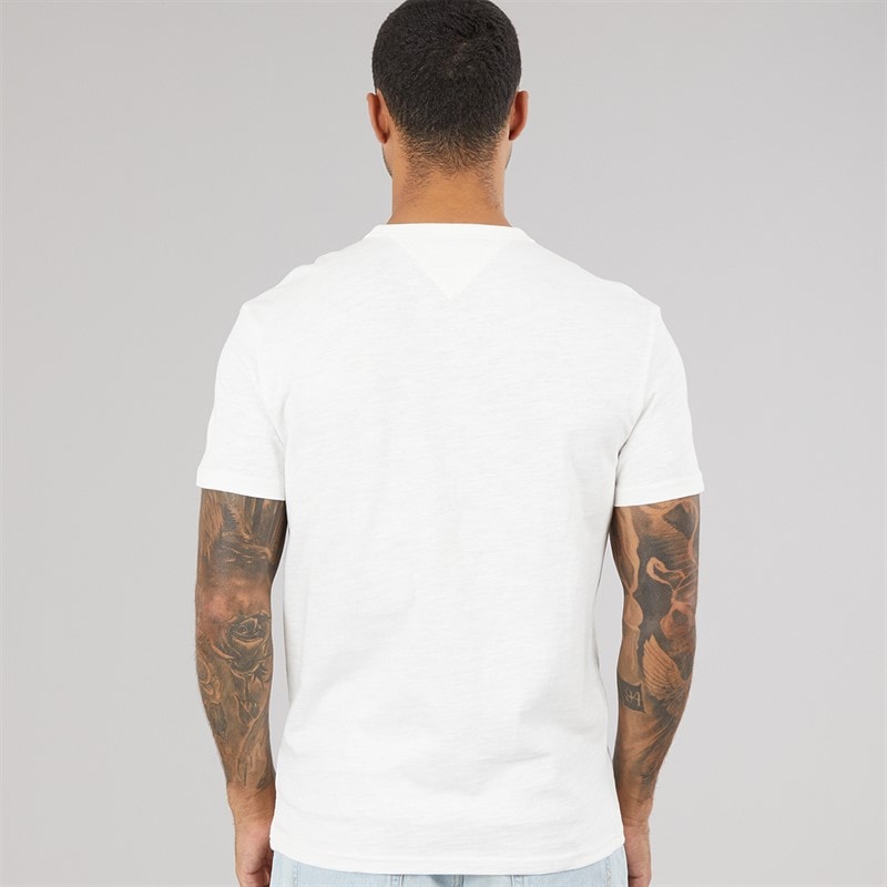Tommy Jeans Mens Flag Slub T-Shirt Ecru - Image 2