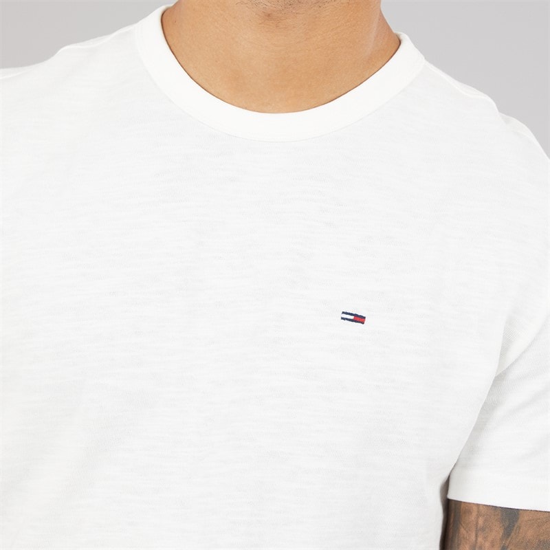 Tommy Jeans Mens Flag Slub T-Shirt Ecru - Image 3