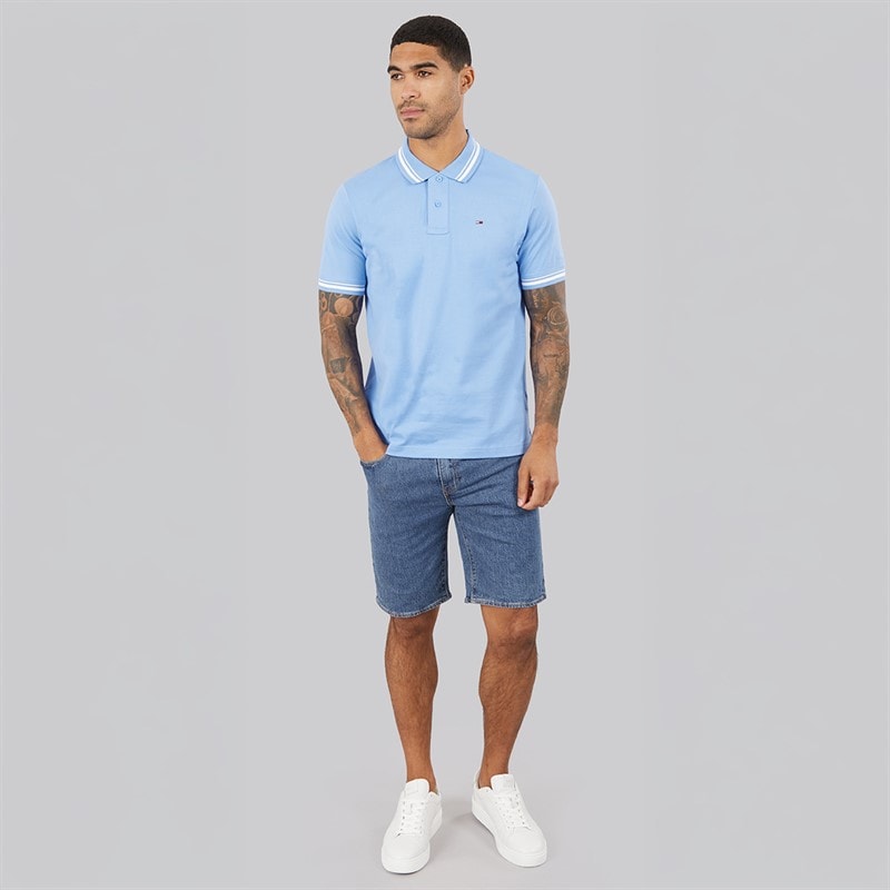 Tommy Jeans Mens Tipped Polo Shirt Blue Twilight - Image 4