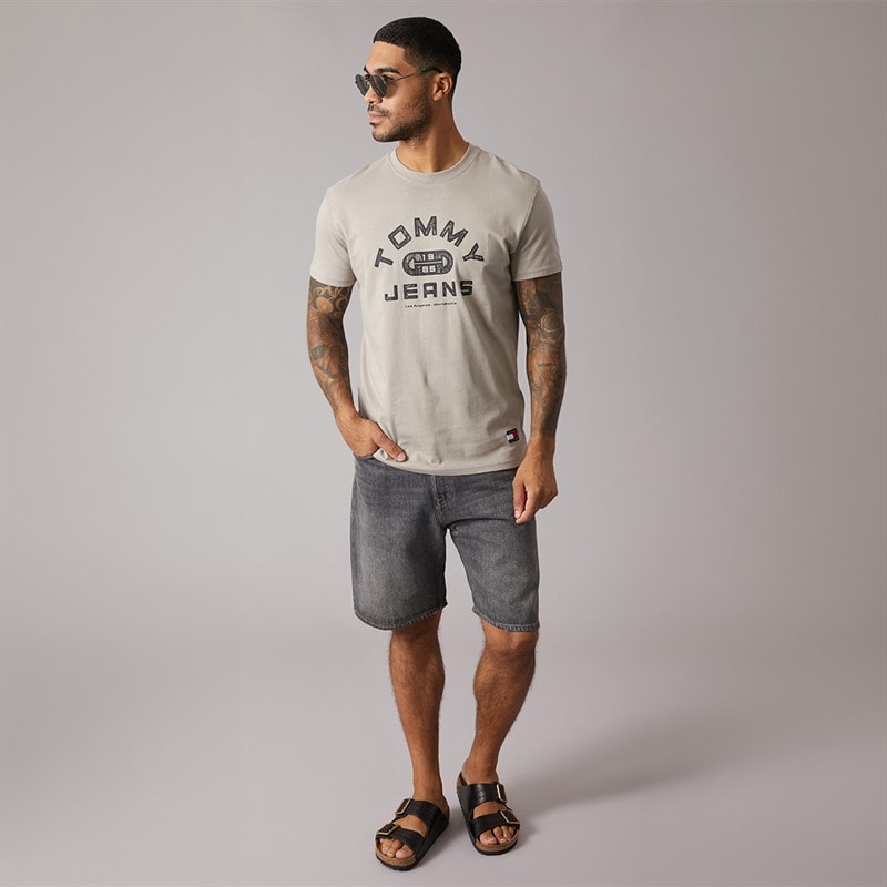 Tommy Jeans Mens Gym T-Shirt Limestone Dust - Image 4