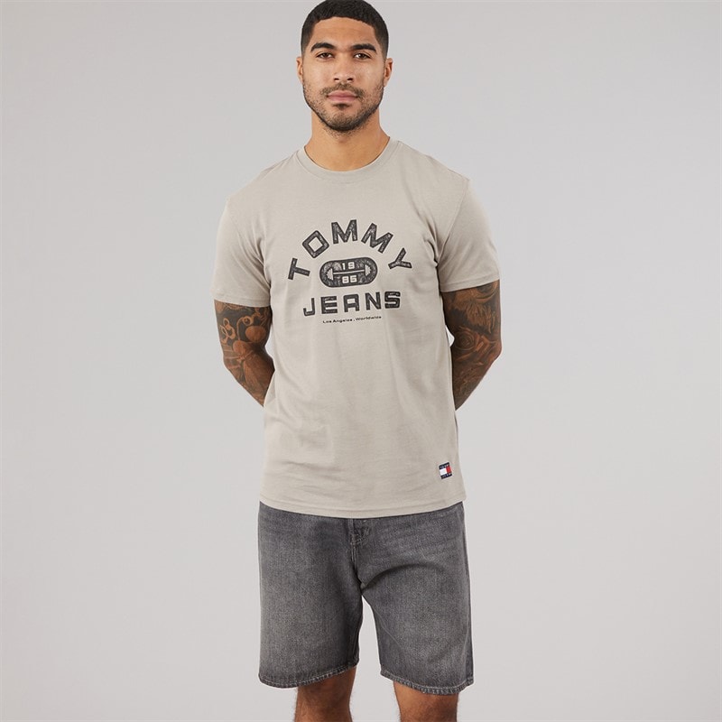 Tommy Jeans Mens Gym T-Shirt Limestone Dust - Image 5