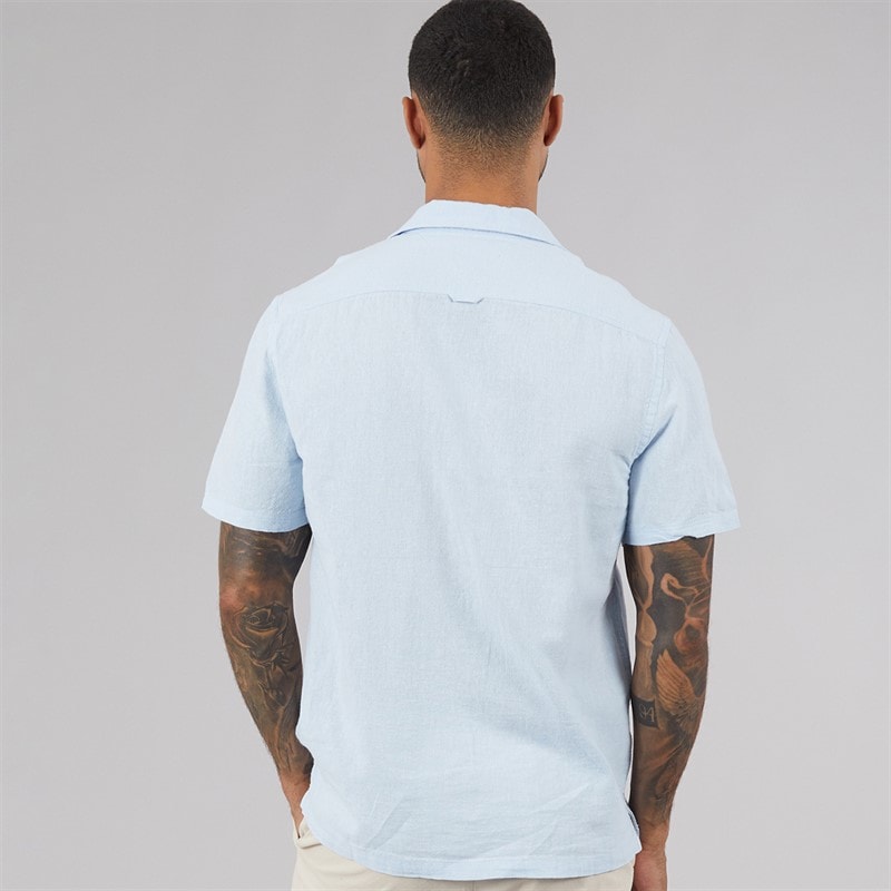 Tommy Jeans Mens Linen Short Sleeve Shirt Sweet Blue - Image 2