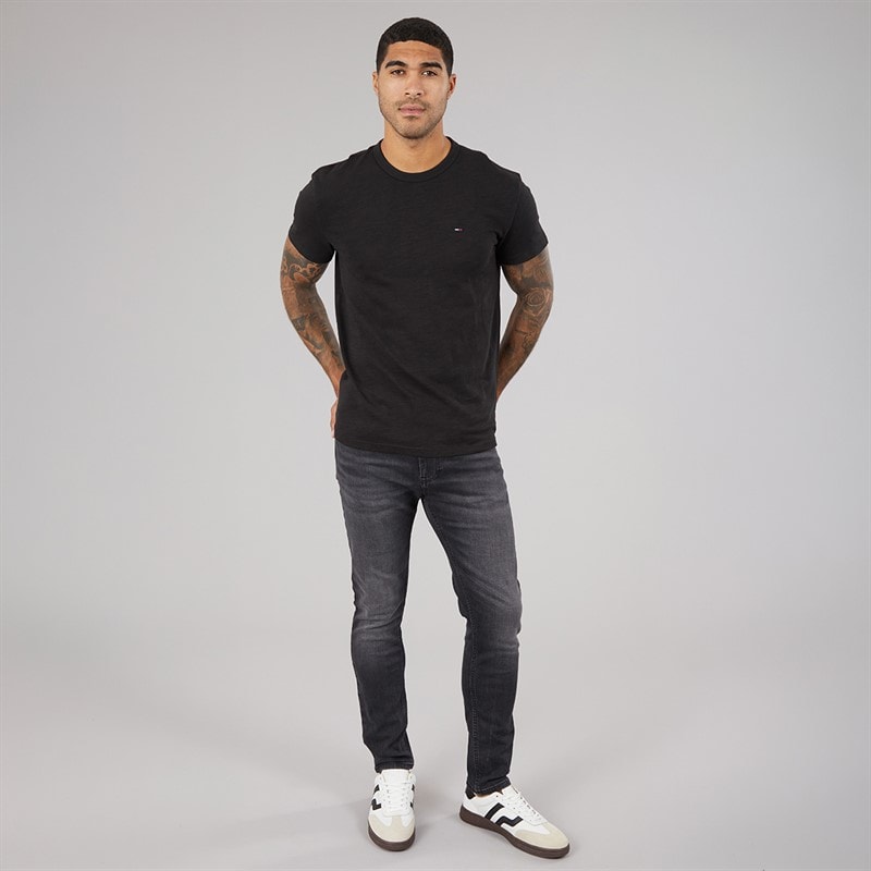 Tommy Jeans Mens Flag Slub T-Shirt Black - Image 3