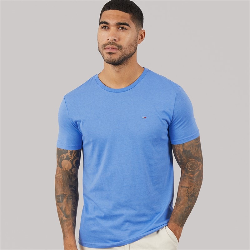 Tommy Jeans Mens Jaspe T-Shirt Blue Twilight Htr - Image 1