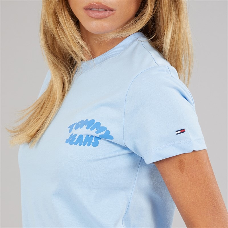 Tommy Jeans Womens Bubble T-Shirt Light Powdery Blue - Image 3
