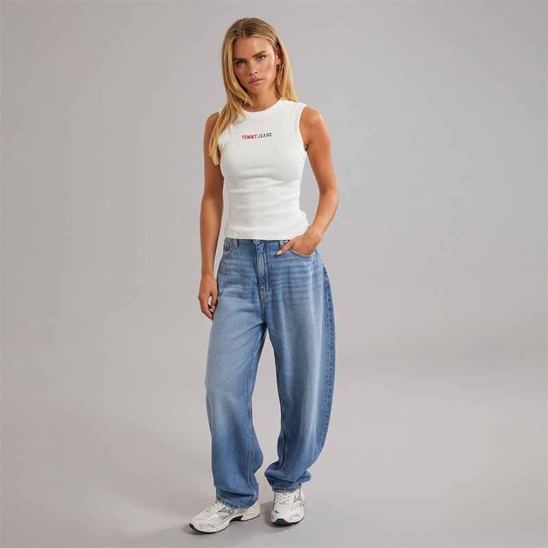 Tommy Jeans Womens Essential Logo Tank Top Ecru - Image 4