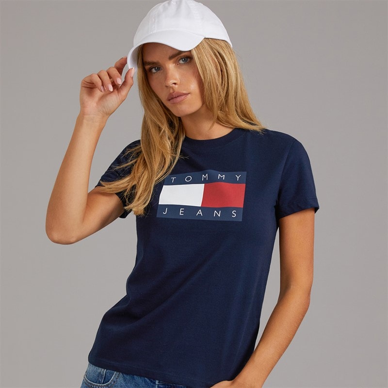 Tommy Jeans Womens Flag T-Shirt Dark Night Navy