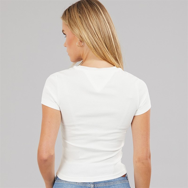 Tommy Jeans Womens Wavy Flag T-Shirt Ecru - Image 2