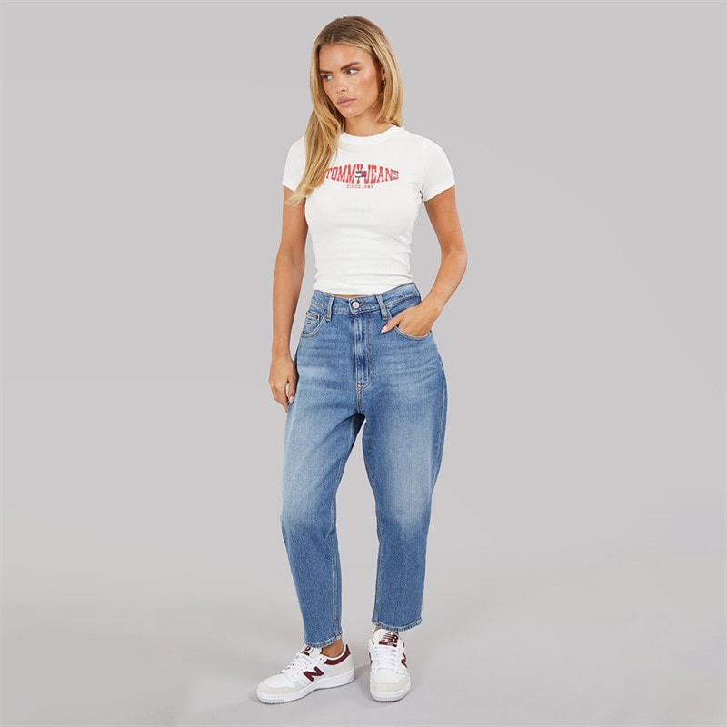 Tommy Jeans Womens Wavy Flag T-Shirt Ecru - Image 4