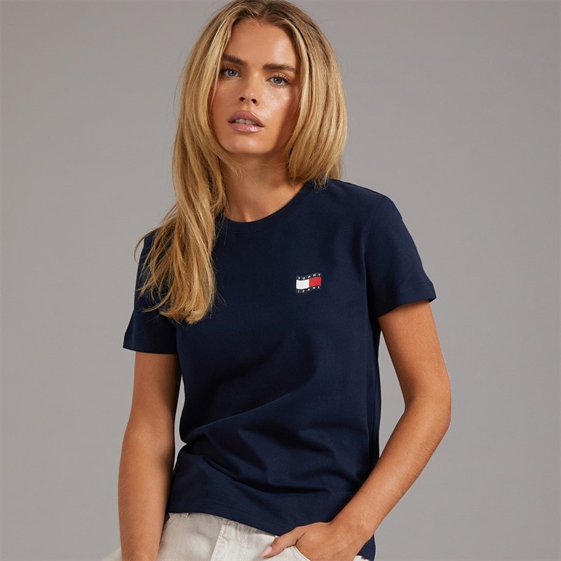 Tommy Jeans Womens Wavy Flag T-Shirt Dark Night Navy - Image 2