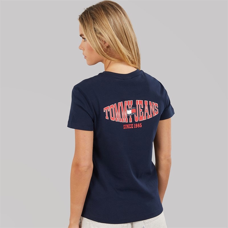 Tommy Jeans Womens Wavy Flag T-Shirt Dark Night Navy - Image 3