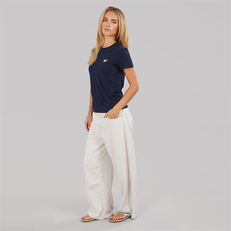 Tommy Jeans Womens Wavy Flag T-Shirt Dark Night Navy - Image 4