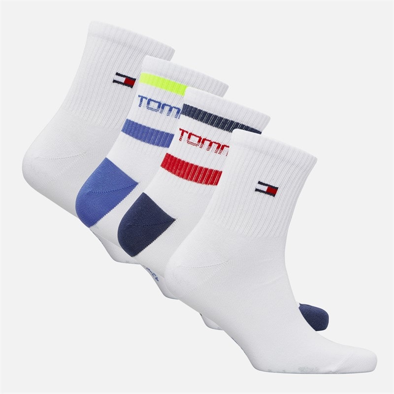 Tommy Jeans Mens Stripe Four Pack Quarter Socks Multi - Image 2