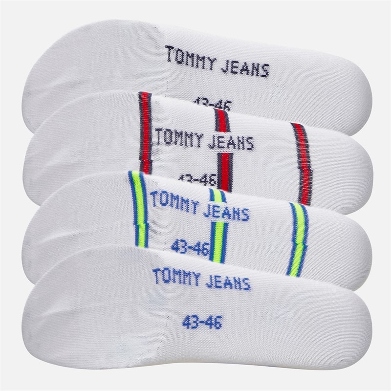 Tommy Jeans Mens Breton Stripe Four Pack Quarter Socks Cyber Yellow/Red - Image 3