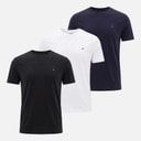 Tommy Jeans Mens Three Pack Slim Fit T-Shirts Black/Dark Blue/Ecru
