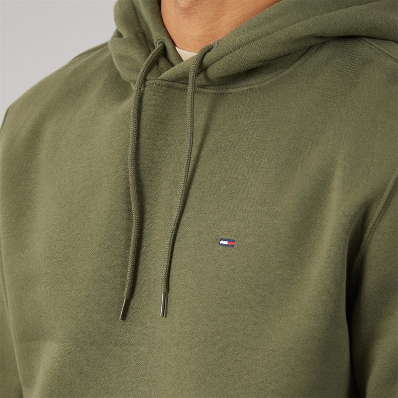 Tommy Jeans Mens Flag Hoodie Dark Greenery - Image 5