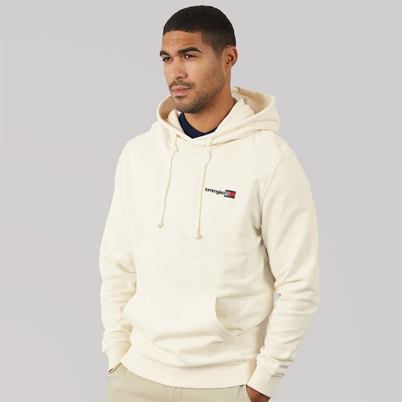 Tommy Jeans Mens Entry DNA Hoodie Ancient White - Image 2