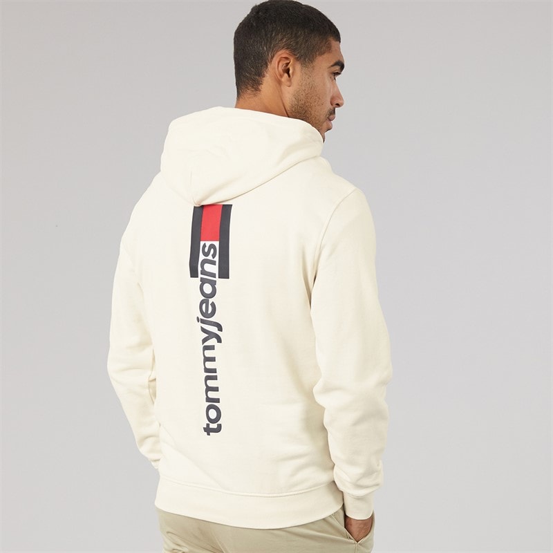 Tommy Jeans Mens Entry DNA Hoodie Ancient White - Image 3