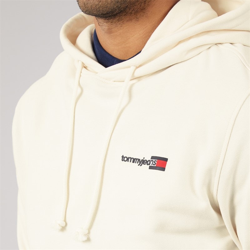 Tommy Jeans Mens Entry DNA Hoodie Ancient White - Image 5