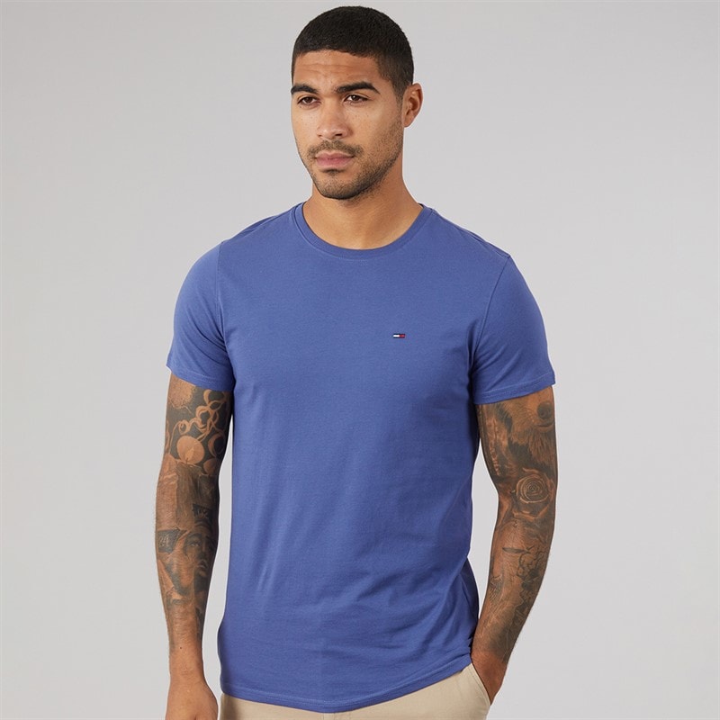 Tommy Jeans Mens Slim Fit T-Shirt Blue Storm - Image 3