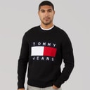 Tommy Jeans Mens Flag Crew Neck Jumper Black