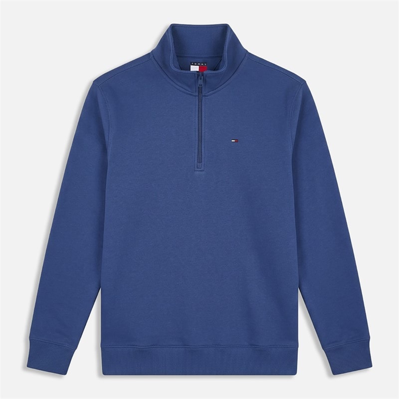 Tommy Jeans Mens Quarter Zip Fleece Blue Storm