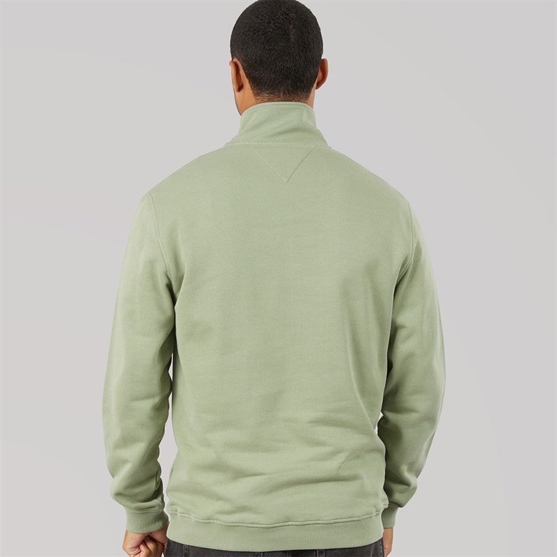 Tommy Jeans Mens Badge Quarter Zip Sweatshirt Spring Olive - Image 2