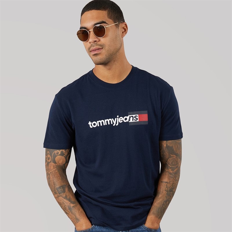 Tommy Jeans Mens Entry DNA T-Shirt Dark Night Navy - Image 1