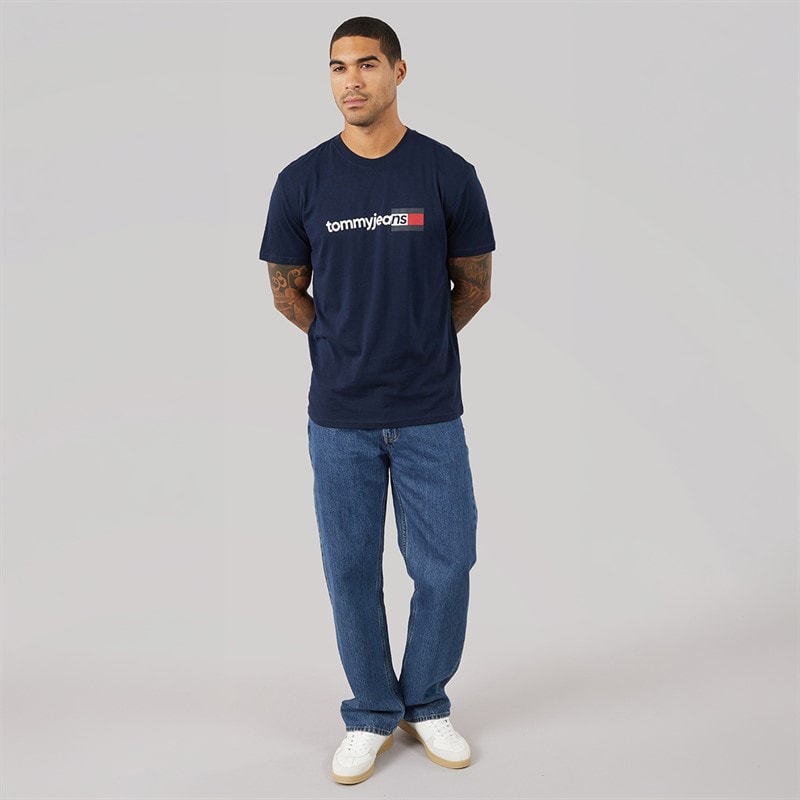 Tommy Jeans Mens Entry DNA T-Shirt Dark Night Navy - Image 3