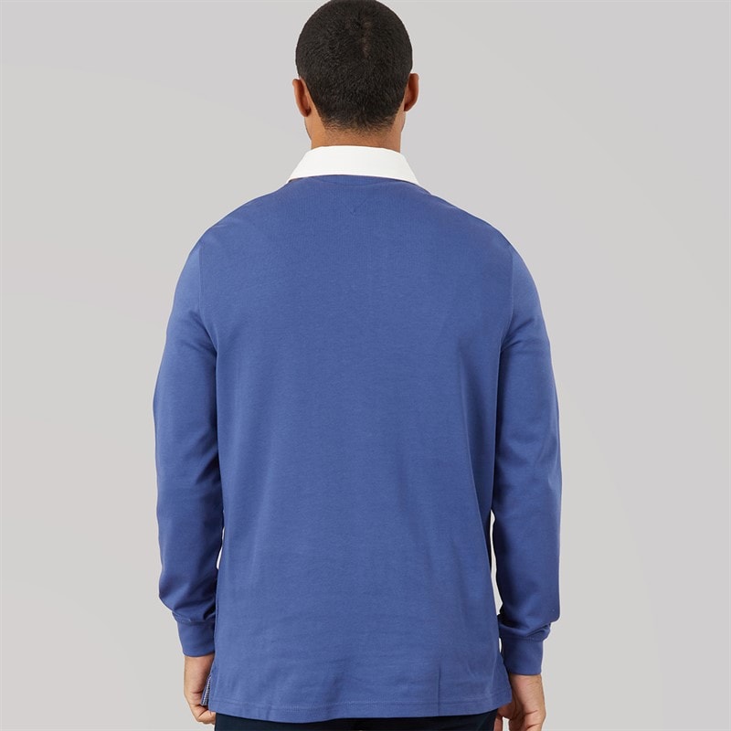 Tommy Jeans Mens Relaxed Badge Rugby Shirt Blue Storm - Image 3