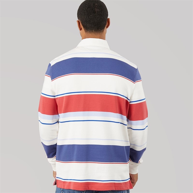 Tommy Jeans Mens Relaxed Stripe Rugby Shirt Ecru Multi - Image 2