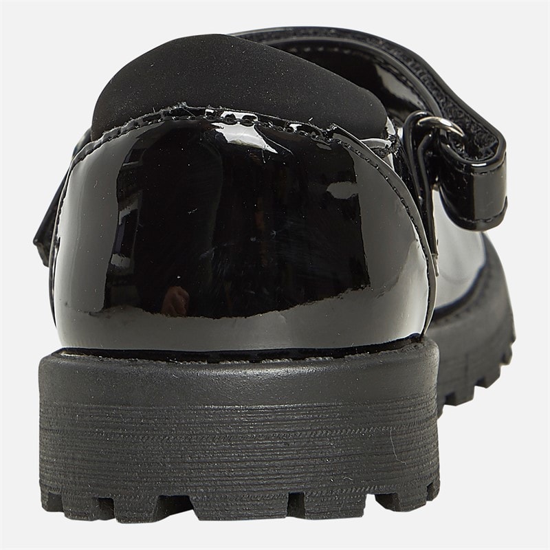 Little Divas Girls Mary Jane Bow School Shoes Black - Image 3
