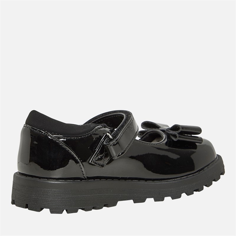 Little Divas Girls Mary Jane Bow School Shoes Black - Image 5
