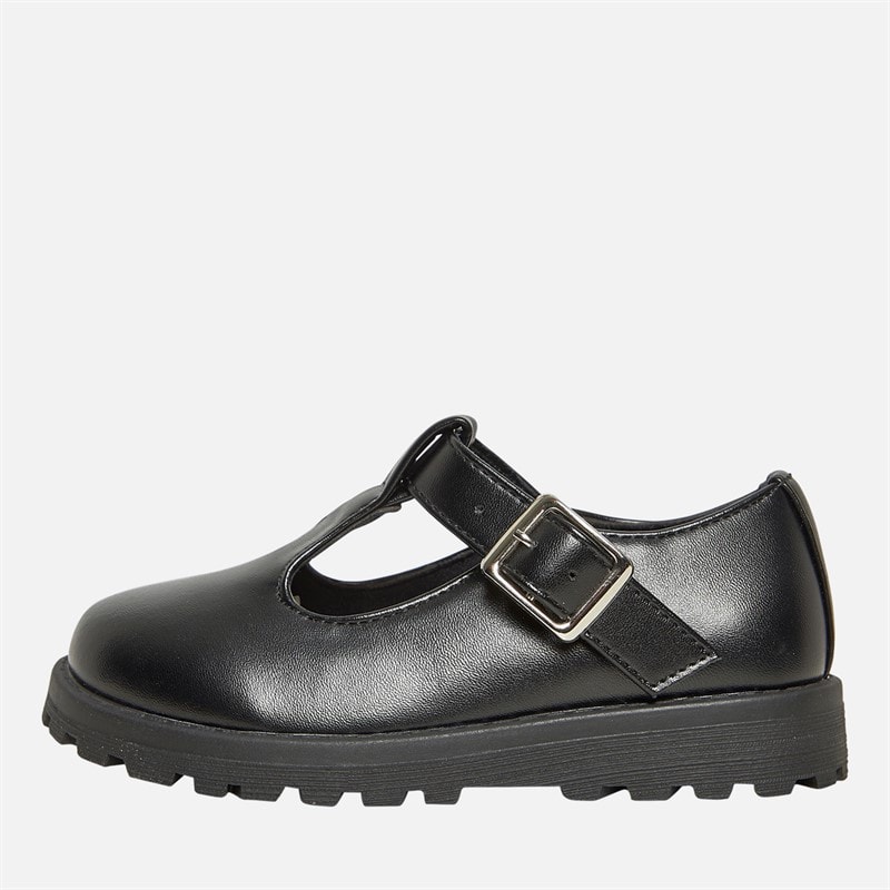 Little Divas Girls T-Bar School Shoes Black
