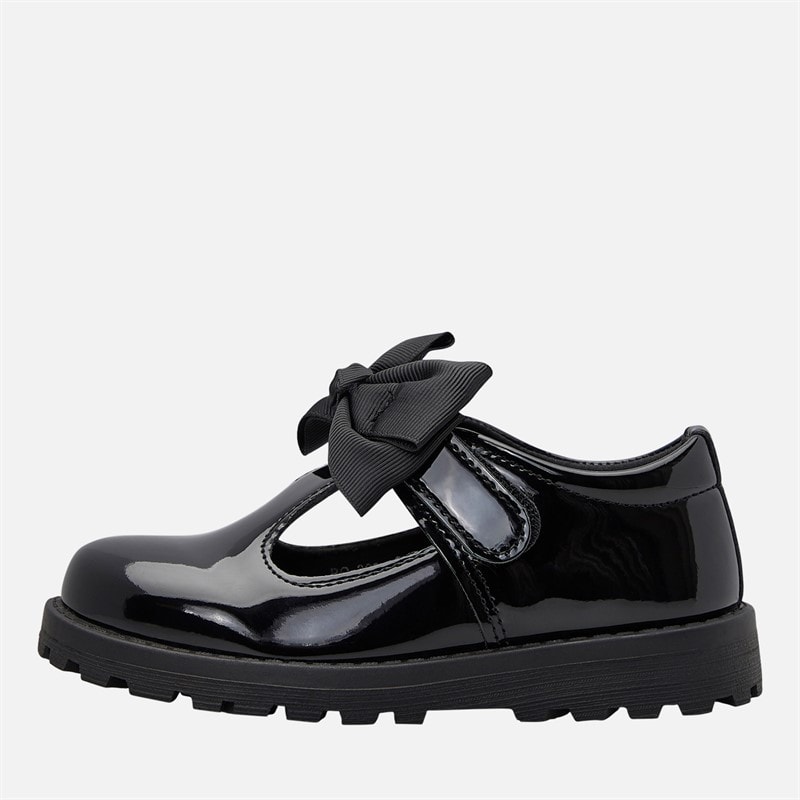 Little Divas Infant Girls T-Bar School Shoes Black Patent Pu